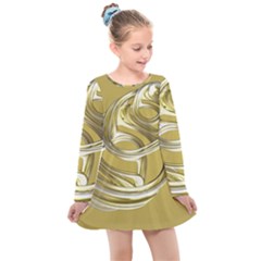 Fractal Abstract Artwork Kids  Long Sleeve Dress