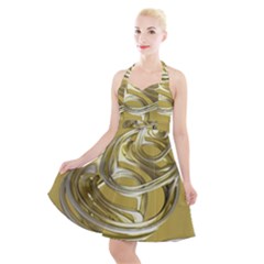 Fractal Abstract Artwork Halter Party Swing Dress 