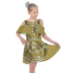 Fractal Abstract Artwork Kids  Shoulder Cutout Chiffon Dress by HermanTelo