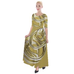 Fractal Abstract Artwork Half Sleeves Maxi Dress by HermanTelo