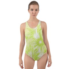 Background Green Star Cut-out Back One Piece Swimsuit