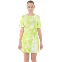 Background Green Star Sixties Short Sleeve Mini Dress