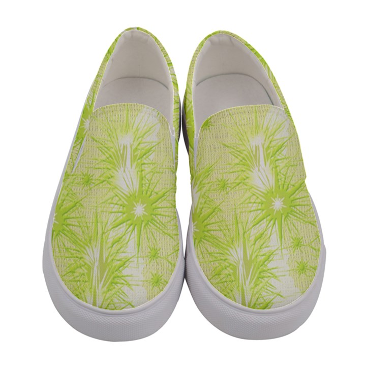 Background Green Star Women s Canvas Slip Ons