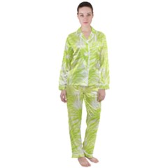 Background Green Star Satin Long Sleeve Pyjamas Set