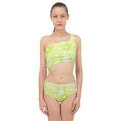 Background Green Star Spliced Up Two Piece Swimsuit