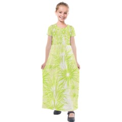 Background Green Star Kids  Short Sleeve Maxi Dress