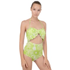 Background Green Star Scallop Top Cut Out Swimsuit by HermanTelo