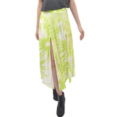 Background Green Star Velour Split Maxi Skirt by HermanTelo