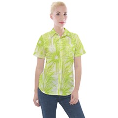 Background Green Star Women s Short Sleeve Pocket Shirt