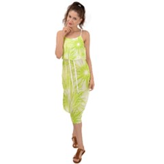 Background Green Star Waist Tie Cover Up Chiffon Dress