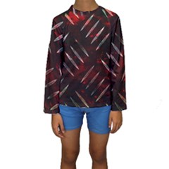 Background Red Metal Kids  Long Sleeve Swimwear