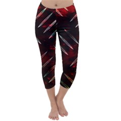 Background Red Metal Capri Winter Leggings 