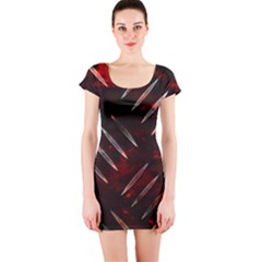 Background Red Metal Short Sleeve Bodycon Dress