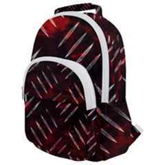 Background Red Metal Rounded Multi Pocket Backpack