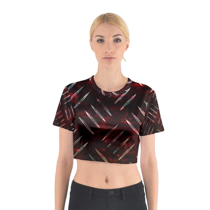 Background Red Metal Cotton Crop Top