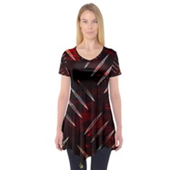 Background Red Metal Short Sleeve Tunic 