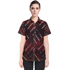 Background Red Metal Women s Short Sleeve Shirt