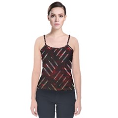 Background Red Metal Velvet Spaghetti Strap Top