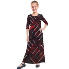 Background Red Metal Kids  Quarter Sleeve Maxi Dress by HermanTelo