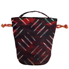 Background Red Metal Drawstring Bucket Bag