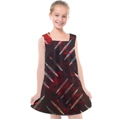 Background Red Metal Kids  Cross Back Dress