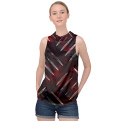 Background Red Metal High Neck Satin Top