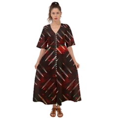 Background Red Metal Kimono Sleeve Boho Dress