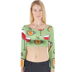 Cups And Mugs Long Sleeve Crop Top