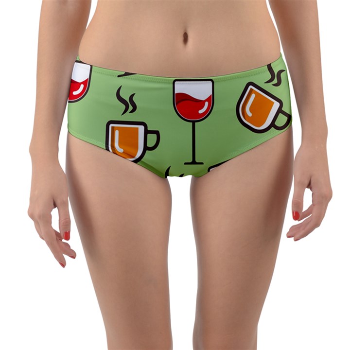 Cups And Mugs Reversible Mid-Waist Bikini Bottoms