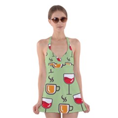 Cups And Mugs Halter Dress Swimsuit  by HermanTelo