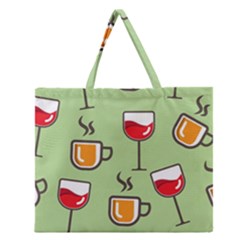 Cups And Mugs Zipper Large Tote Bag