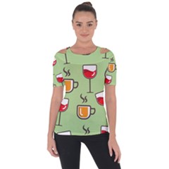 Cups And Mugs Shoulder Cut Out Short Sleeve Top