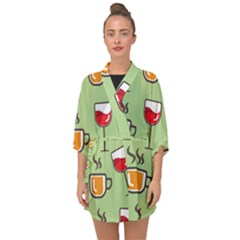 Cups And Mugs Half Sleeve Chiffon Kimono by HermanTelo