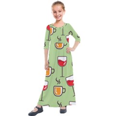 Cups And Mugs Kids  Quarter Sleeve Maxi Dress by HermanTelo