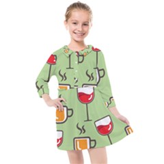 Cups And Mugs Kids  Quarter Sleeve Shirt Dress