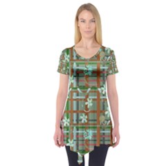 Textile Fabric Short Sleeve Tunic  by HermanTelo