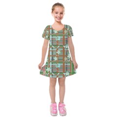 Textile Fabric Kids  Short Sleeve Velvet Dress