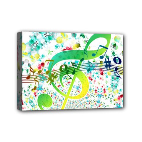 Circle Music Pattern Mini Canvas 7  X 5  (stretched) by HermanTelo