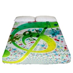 Circle Music Pattern Fitted Sheet (queen Size)