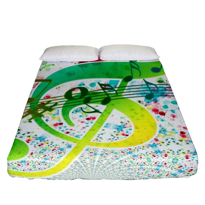 Circle Music Pattern Fitted Sheet (Queen Size)