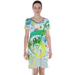 Circle Music Pattern Short Sleeve Nightdress