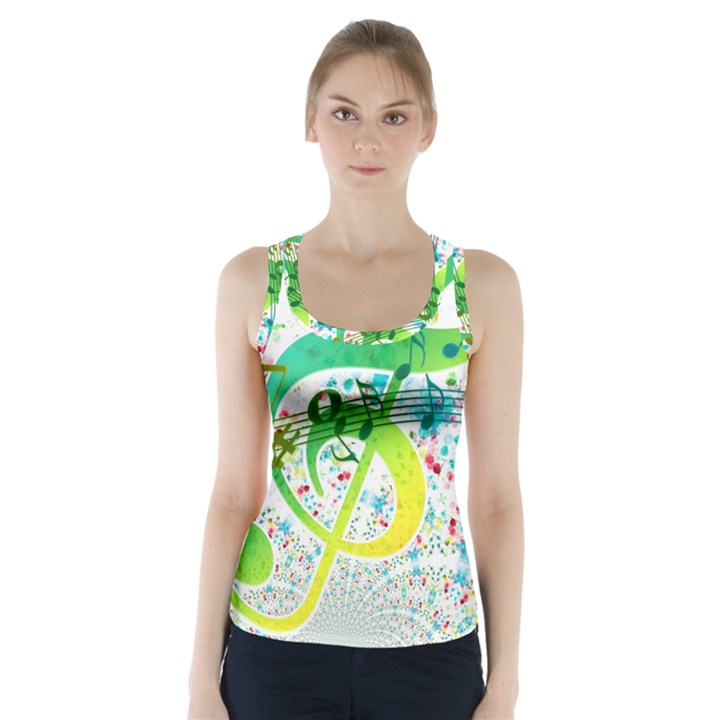 Circle Music Pattern Racer Back Sports Top