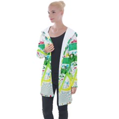 Circle Music Pattern Longline Hooded Cardigan