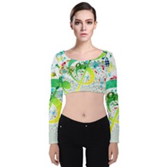 Circle Music Pattern Velvet Long Sleeve Crop Top by HermanTelo