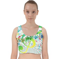 Circle Music Pattern Velvet Racer Back Crop Top