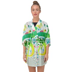 Circle Music Pattern Half Sleeve Chiffon Kimono