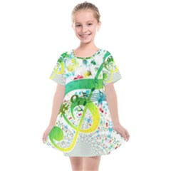 Circle Music Pattern Kids  Smock Dress