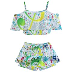 Circle Music Pattern Kids  Off Shoulder Skirt Bikini