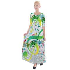 Circle Music Pattern Half Sleeves Maxi Dress by HermanTelo