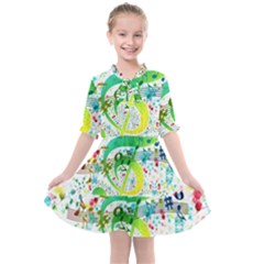 Circle Music Pattern Kids  All Frills Chiffon Dress